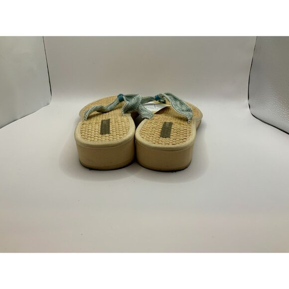 J. Crew Blue/Tan Wedge Thong Sandals, Size 8.5 - Picture 6 of 8